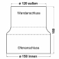 Preview: FIREFIX Reduzierung Ø150/120mm Wandanschluss, Reduktion, Rauchrohr schwarz 