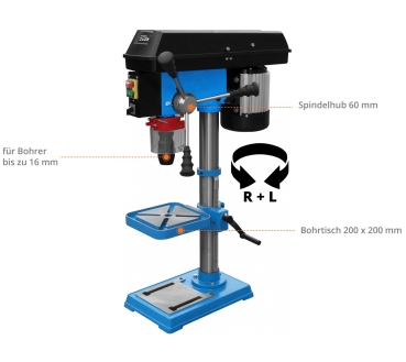 GÜDE Tischbohrmaschine Ständerbohrmaschine Bohrmaschine GTB 16/612 R+L 