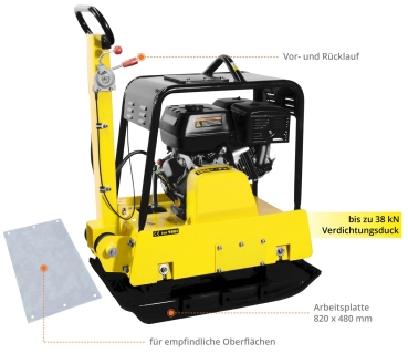 GÜDE GRP 260 Rüttelplatte Verdichter Rüttler Fahrwerk PU-Platte 268kg 38kN  