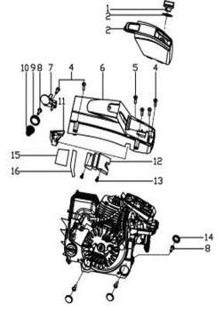 MATRIX Ersatzteil Luftfilterabdeckung für Benzin Kettensäge Motorsäge MCS 46-45 