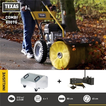 TEXAS Kehrmaschine Benzin Schneeräumer Grastrimmer Laubsammler Combi 800TG 4in1 