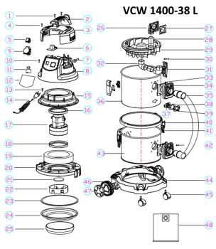 MATRIX Ersatzteil PCB Platine für Nass und Trockensauger VCW 1400-38 L 