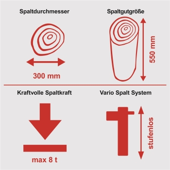 Holzspalter Brennholzspalter 230V HBH HSSN800 stehend 8 Tonnen 8t Spaltkraft 3kW 