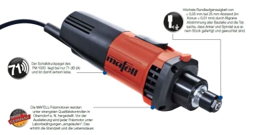 MAFELL FM 1000 Fräsmotor Schleifmotor Geradeschleifer CNC Spindel Fräser 