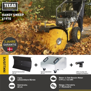 TEXAS Handy Sweep 619TG 3in1 179ccm Kehrmaschine Benzin mit Schneeschild 60cm 