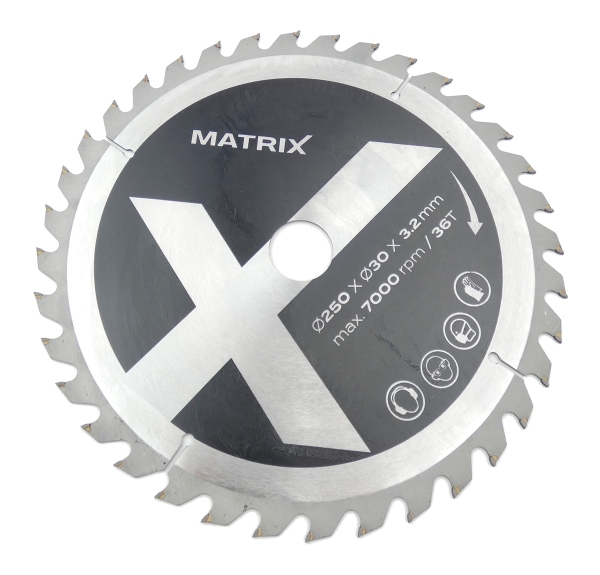 MATRIX Sägeblatt Ersatzsägeblatt 250 mm für Kappsäge SMS 2000-250-2 