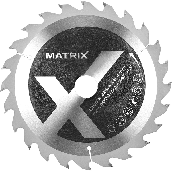 MATRIX Ersatz Sägeblatt Universal für Kappsäge Gehrungssäge 190 mm 24 Z 25,4 mm  