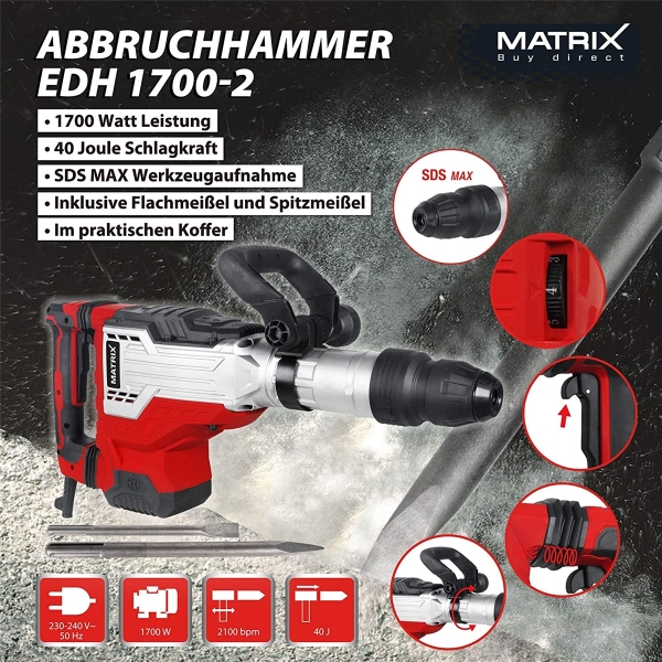 MATRIX Abbruchhammer SDS Max Stemmhammer Schlaghammer EDH 1700-2 ***Gebraucht*** 