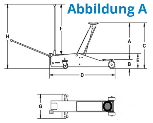 GÜDE 2 T Wagenheber extra lang 80 cm Hubhöhe Rangierwagenheber GRH 2/800HD 