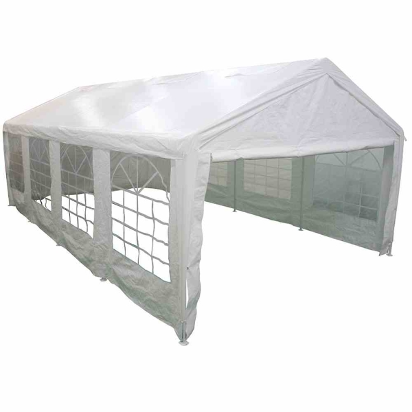 SIENA GARDEN Event Pavillon 6x12m Zelt Stahlgestell Festzelt Weiß 2,0 m Hoch 