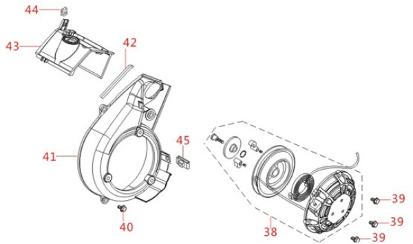 MATRIX Ersatzteil Seilzugstarter für Stromerzeuger Stromgenerator PG 3000i-USB 