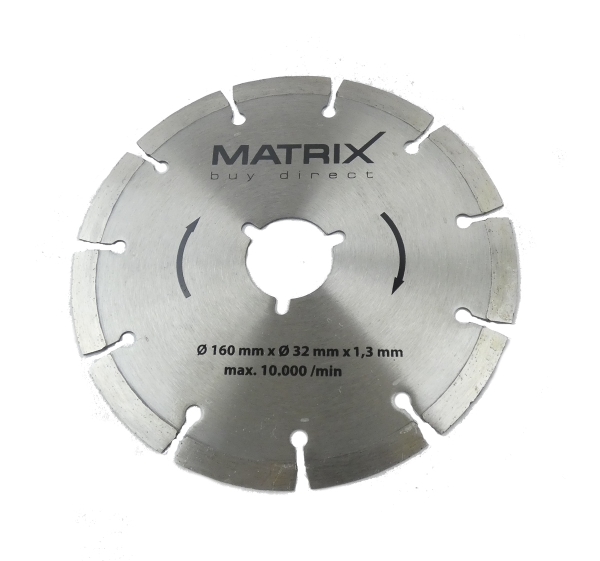 Matrix 2x Diamantsägeblatt Ø 160 mm x 32mm, x 1,3mm, Diamanttrennscheibe, Diamantscheibensägeblatt 