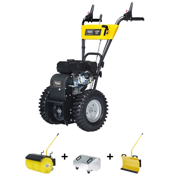 TEXAS Kehrmaschine Benzin Combi 800TGE E-Start Set 4in1 Schneeräumer Laubsammler 