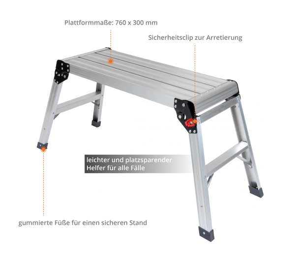 GÜDE GAAP 760 Aluminium Arbeitsplattform Leiter Tritt Trittleiter Hocker 