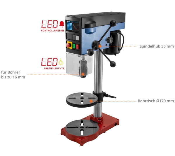 GÜDE Tischbohrmaschine Ständerbohrmaschine Bohrmaschine GTB 14 PRO 300 Watt 