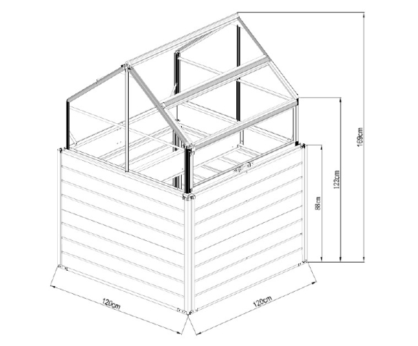 ZIPPER ZI-BGWH169 Balkon Gewächshaus Mini-Gewächshaus 120x120x169 cm anthrazit  