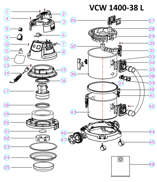 MATRIX Ersatzteil Dichtring Motor für Nass und Trockensauger VCW 1400-38 L 