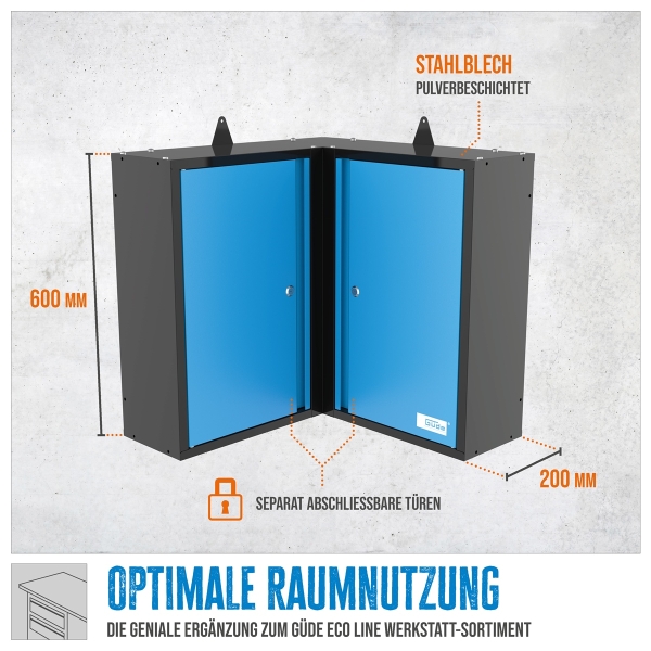 GÜDE Werkstatteinrichtung Wandschrank Eckschrank Werkzeugschrank GWES 2TE 