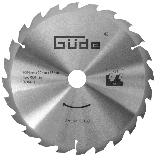 GÜDE Holzsägeblatt HM 254x30 mm - 24 Zähne - Ersatzblatt Sägeblatt 