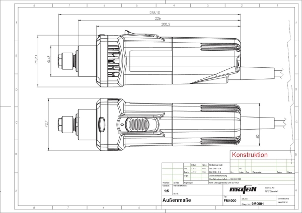 MAFELL FM 1000 Fräsmotor Schleifmotor Geradeschleifer CNC Spindel Fräser 