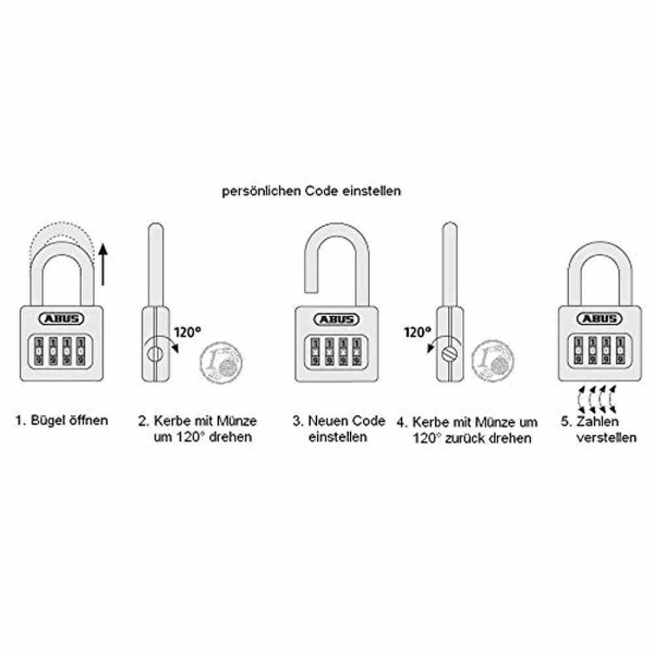 ABUS 029875 Zahlen-Kombinations-Hangschloss ***NEU*** 