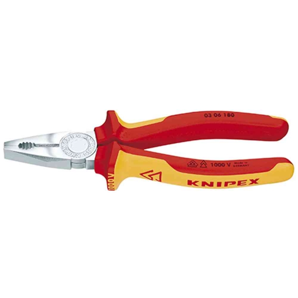 KNIPEX 0302192 Kombizange Seitenschneider 180mm Schneide Schutzisoliert 1000V 