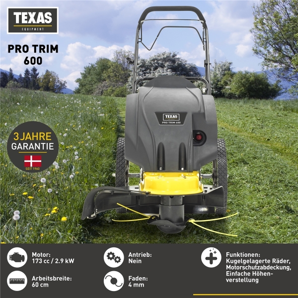 TEXAS Wiesenmäher Hochgrasmäher Benzin Rasenmäher Balkenmäher Pro Trim 600 