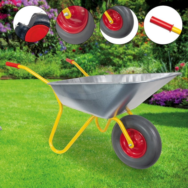 RAVENDO Schubkarre Vollgummireifen Bauschubkarre Gartenkarre 100l 150Kg Gelb  